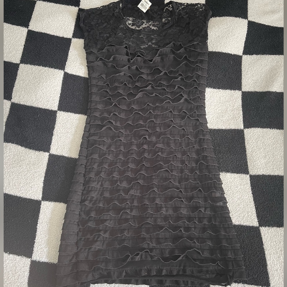 Black ruffled mini dress